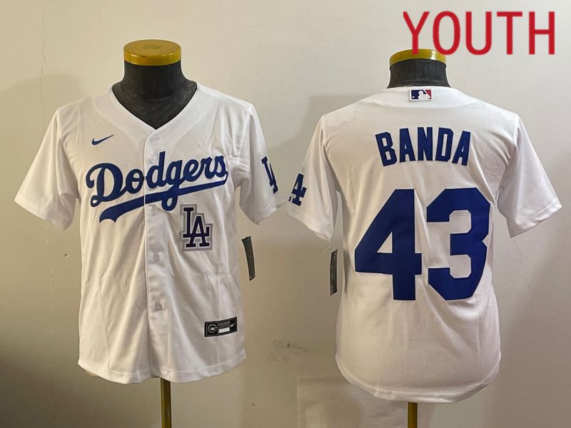 Youth Los Angeles Dodgers #43 Banda White Game 2024 Nike MLB Jersey style 12094